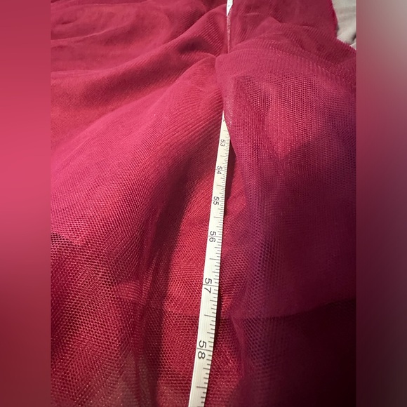 EUC Burgundy Tulle & Inside Lining Formal Dress Top Neck Tie Size 18 W - Picture 12 of 16